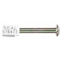 Steel bolt seal with random-coded marking for tamper evidence. 5/16 in bolt diameter, 3 1/2 in bolt length and clearance. Supplied in a 250-pack. Used for securing cargo containers, truck doors, and storage units.
