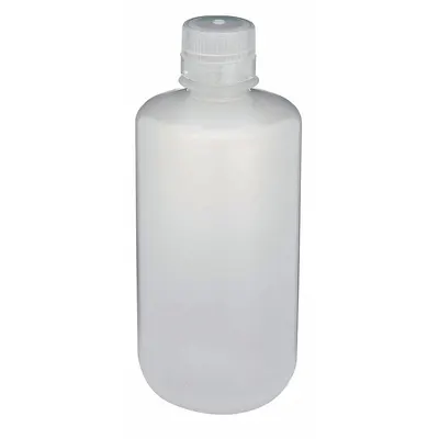 GLOBE SCIENTIFIC Sampling Bottle: Polypropylene, 33.81 fl oz, 1 L, Natural - Polypropylene Narrow Mouth Round Lab Bottles