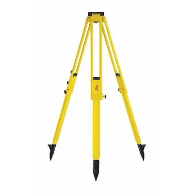 LEICA Tripod: 3 7/16 ft – 5 7/16 ft, Laser Levels, Flat Head, Case, Wood - Laser Level Tripods