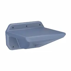 Wall-mounted seating unit with a polyethylene seat in Midnight Blue. Designed for one occupant without arms. Greenguard Gold Certified and meets UL 94 HB flammability standards. Suitable for break areas, waiting zones, or assembly lines.