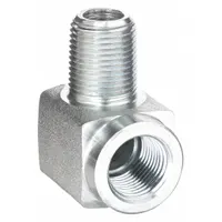 Hydraulic Hose Adapter: 3/8 in x 3/8 in Fitting Size, Male x Female, NPTF x NPTF, Rigid, 90° Elbow (MPN FZ1616)
