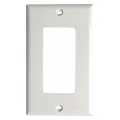 White flush-mount wall trim for fire alarm systems. Provides a finished appearance by covering the gap between a flush-mounted device and the wall surface. Overall height 4 1/2 in, depth 1/5 in. Compatible with Edwards Signaling fire alarm devices.