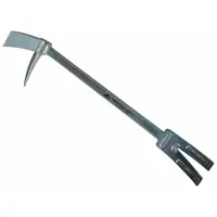 This Halligan-type forcible entry tool features a 30-inch round handle made of carbon steel. Designed for prying, twisting, and striking during emergency access operations, it provides leverage for breaching doors, locks, and barriers