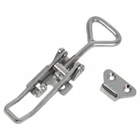 This stainless steel draw latch in silver finish is designed for securing truck boxes. It has an overall height of 1 inch and overall width of 1 9/16 inches. Compatible with manufacturer model number 1705384. Used to provide a secure closure for storage compartments on vehicles