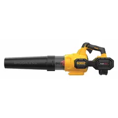 Handheld blower powered by a 3.0 Ah FLEXVOLT battery, delivering up to 600 cfm of air flow with two speed settings. Suitable for clearing leaves, grass clippings, and light debris from lawns, driveways, and patios.