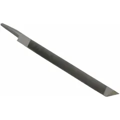 Triangular cant saw file for sharpening cant saws in woodworking and lumber mill applications. Measures 8 inches in length and 3/4 inch in width, with 44_45 teeth per inch for precise filing of saw teeth.