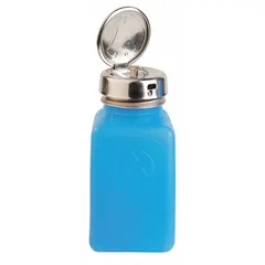 This 177.4 mL (6 fl oz) HDPE dispensing bottle includes a dropper and closure for controlled drop-by-drop liquid application. The blue HDPE body resists chemicals and impacts, making it suitable for solvents, oils, and cleaning agents in industrial and laboratory settings. Non-sterile and without label.