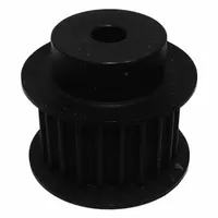 This timing pulley is a curvilinear HTD section plain-bore type with hub, designed for use with Powerhouse® belt series. It features a black oxide finish and fits 30 mm belt width. Suitable for power transmission systems requiring precise synchronization, such as industrial machinery and conveyor systems