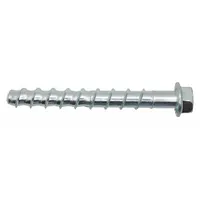 This heavy-duty hex-head screw anchor is made of Grade SW steel with a 3/4-inch diameter and 10-inch overall length. It features an external hex head and is removable, designed for fastening into concrete. Suitable for structural applications such as mounting equipment, racking, or heavy machinery. Sold in a 10-pack