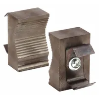 Steel screw-in pipe jaw inserts designed to replace worn gripping surfaces on compatible vises. Fits 4 1/2 in vise jaw width and works with models 4Z667 and C-1. Set includes one pair of jaws with mounting screws for secure attachment