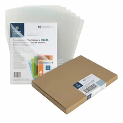 BUSINESS SOURCE File Jacket, Clear Plastic, 11 x 8 1/2 in, 5 Pack - File Jackets