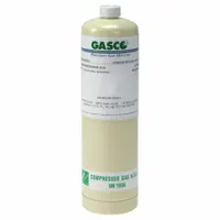 Disposable calibration gas cylinder containing 99.999% methane in nitrogen background gas. Designed for calibrating portable gas detectors that detect methane. Cylinder capacity is 34 L and uses a CGA 600 connection