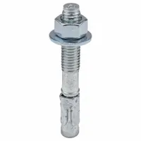 Steel wedge anchor with 1/2" diameter and 1/2"-13 thread size, zinc-plated finish. Supplied in a 25-pack. Used for fastening equipment, structural steel, and machinery to concrete in industrial applications