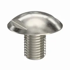 Truss-head panel screw with M8x1.25 thread, 12 mm length, and 13 mm width across flats. Made from 316 stainless steel with plain finish and spanner drive. Suitable for use in food processing, pharmaceutical, and sanitary equipment requiring corrosion resistance and easy cleaning.