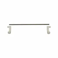 Shelf rail kit for use with compatible Elevation series shelving systems. Includes one 24-inch long end rail in Soft Gray and a top post connector. Helps contain stored items on the shelf