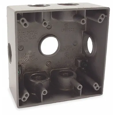 BELL Electrical Box: Aluminum, Square, 2 Gangs, 3/4 in Hub Size, 31 cu in Capacity - Aluminum Weatherproof Electrical Boxes