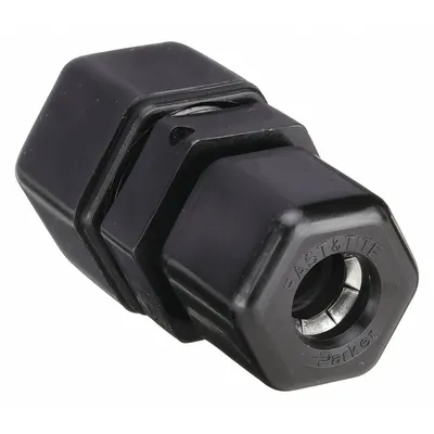 PARKER P6UC4 Polypropylene Compression Tube Fitting Union, 3/8 in OD x 1/4 in OD - Polypropylene Compression Tube Fittings