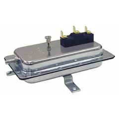 Auto reset switch with SPDT contacts and push-on terminals. Adjustable set-point range from 0.05 in wc to 12 in wc. Rated for 277V AC. Open mounted design for sensing positive or negative air pressure in HVAC duct static pressure, fan status, or filter monitoring applications.