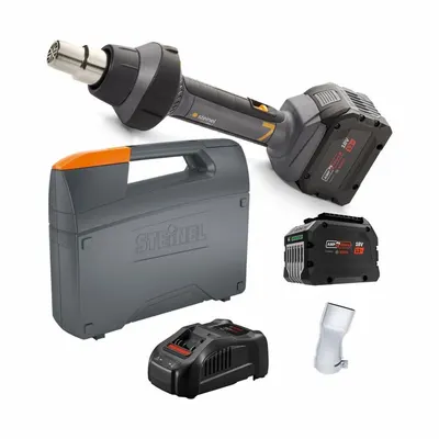 STEINEL Heat Gun Kit: 18V DC, (2) 12.0 Ah, 120°F to 1,022°F, 10.5 cfm Max Air Flow - Steinel Cordless Heat Guns