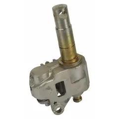 Steel hydraulic pump for pallet jacks, providing hydraulic force to lift and lower loads in material handling applications. Suitable for use in warehouses and logistics operations.