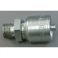 Steel straight fitting for -4 dash size hydraulic hose. Male x genderless configuration with M18-1.5 metric thread and crimp connection. Suitable for fluid power systems in industrial machinery and mobile equipment