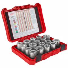 This copper bushing kit accommodates THHN/XHHW wire from 1/0 AWG to 750 MCM. Designed for use with the 2435-20 and 2935-20 tools, it is suited for installing bushings in electrical systems.