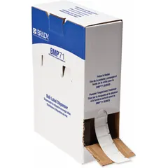 Vinyl wraparound label, black on white, measuring 1 in x 3/4 in. Designed for wire gauges 12 AWG to 10 AWG. Compatible with M610 printer series and requires M61-R6210 ribbon. Used for industrial wire and cable identification in maintenance, electrical, and manufacturing settings.