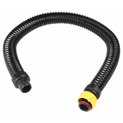 Plastic straight breathing tube, 3 19/64 ft long, for use with North 100 Series Hoods. Connects a PAPR unit to the hood to deliver airflow for respiratory protection in industrial environments.