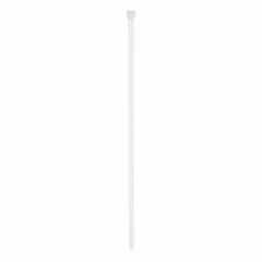 This all-purpose nylon cable tie is designed for bundling and securing wires and cables in indoor applications. It has a nominal length of 15 1/2 inches, a width of 0.33 inches, and a maximum bundle diameter of 4 1/4 inches. The natural-colored tie is not rated for outdoor use and is supplied in a pack of 25.
