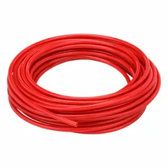 Polyurethane tubing with 5/16 in inner diameter and 1/2 in outer diameter, supplied in a 100 ft length. Red in color with Shore A 90 to 95 hardness, rated for maximum operating pressure of 170 psi at 73°F. Suitable for pneumatic systems, fluid transfer, and instrumentation lines in industrial automation and material handling applications.