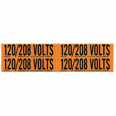 BRADY Self-Stick Vinyl Conduit and Voltage Markers, 120/208 Volts, 5 Pack