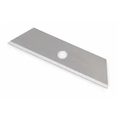 Steel replacement blades with straight edge and standard tip. Each blade measures 2-7/8 in length, 11/16 in width, and 0.028 in thickness. Suitable for cutting cardboard, drywall, plastic sheeting, and similar materials in construction, packaging, and maintenance tasks.