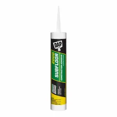 This construction adhesive is formulated for bonding subfloor panels and decking materials. It provides a strong bond for wood and plywood substrates, helping to reduce squeaks in flooring assemblies. The adhesive is supplied in a 28 fl oz cartridge and has a light tan color.