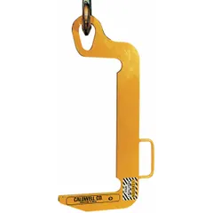 This narrow coil C-hook lifter is designed for lifting and moving coiled materials in industrial settings. It has a maximum load capacity of 1,000 lb, a maximum coil diameter of 3-1/2 in, and a maximum coil width of 12 in. Suitable for handling narrow coils in steel service centers, metal fabrication, and manufacturing plants.