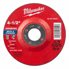 This Type 27 grinding wheel is designed for general purpose grinding on carbon and stainless steel. With 30 grit aluminum oxide, it is suited for material removal, weld smoothing, and edge deburring in fabrication and metalworking tasks.