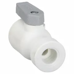 This manual two-way ball valve features a polypropylene body with a full port ball and lever handle. It has push x push connections and is NSF 51 compliant for use in potable water and food processing systems where corrosion resistance is required.