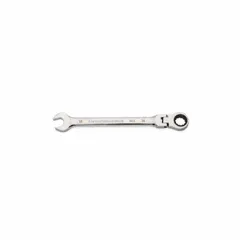 This 18 mm metric 12-point ratcheting combination wrench is made of alloy steel with a full polish chrome finish. The ratcheting box end allows for efficient one-sided fastening without repositioning. Suitable for tightening and loosening fasteners in mechanical and assembly tasks.
