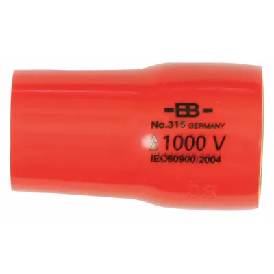 WIHA Insulated Socket: 3/8 in Drive Size, 11 mm Socket Size, 1 1/8 in Overall Lg - 3/8" Drive Metric Insulated Hand Sockets