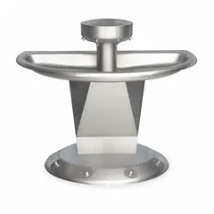 This BRADLEY Sentry series wash fountain features a semi-circular stainless steel bowl with a 54-inch overall width and an off-line vent drain. It is operated by foot-activated push buttons, allowing multiple users to wash simultaneously without hand contact. Suitable for high-traffic commercial restrooms, schools, and industrial facilities. Not ADA compliant.