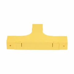 Yellow ABS/polycarbonate horizontal tee for creating 90-degree branches in fiber-routing raceways. Designed for use with 2 in x 2 in raceway width and height. Used in structured cabling systems to route and protect fiber-optic cables.