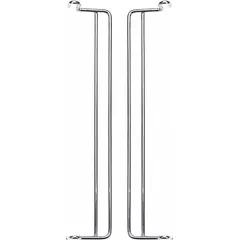 Steel stacking bracket designed for Hang and Stack bin types. Overall length 4 3/4 in, silver finish. Used to securely stack bins in industrial storage systems for organized parts storage in warehouses, assembly lines, and maintenance facilities.