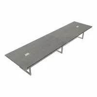Rectangular conference table with fiberboard top in stone gray. Overall length 47 1/4 inches, width 192 inches. Steel legs and base. Suitable for boardrooms, meeting rooms, and collaborative workspaces