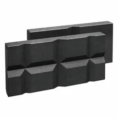 Steel magnetic jaw caps for use with magnetic vises. Designed to fit a vise jaw width of 4 3/4 in, with a jaw cap length of 4 3/4 in and width of 2 1/2 in. Provides a magnetic clamping surface for holding ferrous workpieces during grinding, drilling, or machining operations.