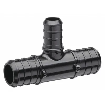 ZURN QQPT443X Crimp-On Polymer Barbed Tee, 3/4 in ID, Barbed x Barbed x Barbed - Crimp-On Polymer Barbed Tube Fittings