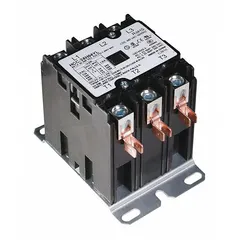 This contactor is designed for use in HVACR systems to control electrical loads such as compressors, fan motors, and condenser units. It serves as a replacement component for commercial and industrial heating, ventilation, air conditioning, and refrigeration equipment, ensuring reliable switching of power circuits.