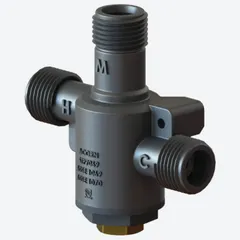 Thermostatic mixing valve for point-of-use applications, with 1/2 in outlet connection. Constructed of PPO material. Blends hot and cold water to a consistent temperature for scald prevention in plumbing systems.