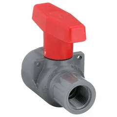 This SPEARS CPVC ball valve is a straight, one-piece design with a tee handle. It is rated for a maximum working pressure of 235 psi (CWP). Suitable for use in CPVC piping systems for on/off flow control in moderate-pressure applications.