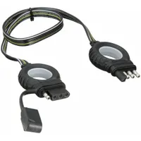 This 4-way T-connector links a vehicle's electrical system to a trailer's lighting for turn signals, brake lights, and tail lights. It features a PVC jacket and accommodates 16 to 18 gauge wire. Suitable for both vehicle and trailer wiring in towing applications