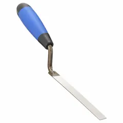 This caulking trowel features a carbon steel blade shaped to a point with a 1/2 in width. The ErgoSoft rubberized handle provides a comfortable grip. It is used for applying grout or mortar into tight joints and corners in tile work.