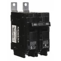 The Siemens B280 is a 2-pole, 80 A miniature circuit breaker from the BL Series, rated for 120/240V AC single-phase service with a maximum AIR rating of 10kA at 120/240V AC. Designed for bolt-on installation in Siemens P1 Panelboards, this standard-trip breaker provides overcurrent protection in electrical distribution systems